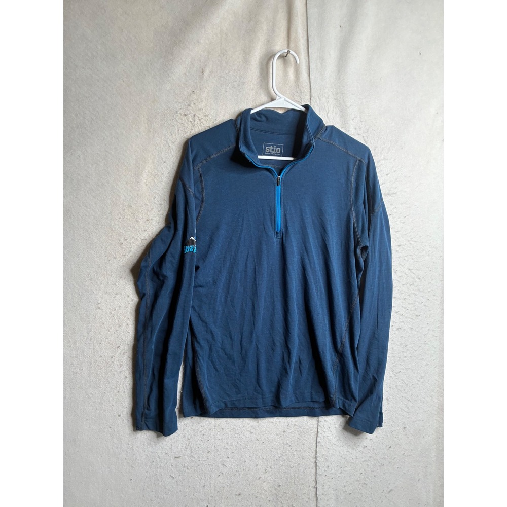 Stio Mens Blue 1/4 Zip Pullover Lone Peak Bighorns Graphic Size M 200068